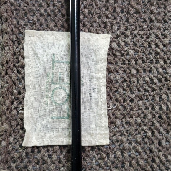 Ann Taylor Loft Lounge sweater women's size medium brown tweed tie oversize - Picture 4 of 6